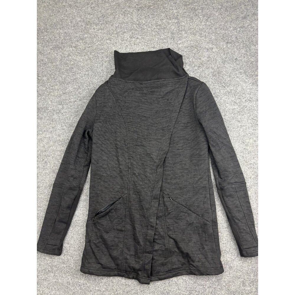 Zella Jacket Womens Large Gray Funnel Neck Buckle Fleece Lined Zip Pockets